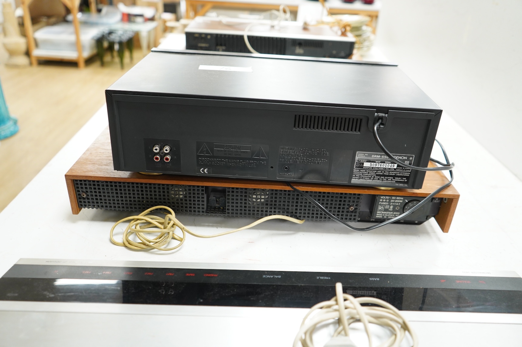 A Bang and Olufsen Beomaster 3000-2 type 2402, together with a Beomaster 2400 type 2901, plus a Denon DRM 550 cassette tape deck